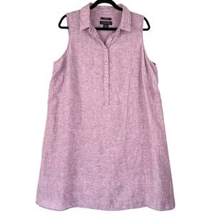 Tahari Linen Popover Shirt Dress Women Plus Size 1X purple
